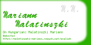 mariann malatinszki business card